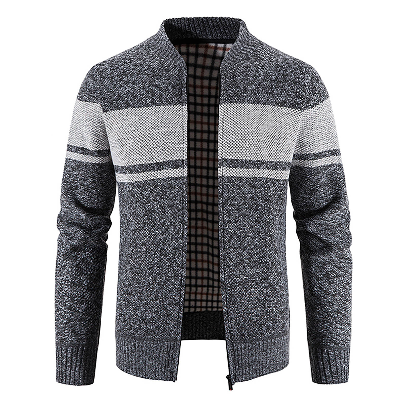NARABB Clearance Sales Men's Cardigan Zip-Up Jacket Winter Stand Collar Sweater Fleece Jacket